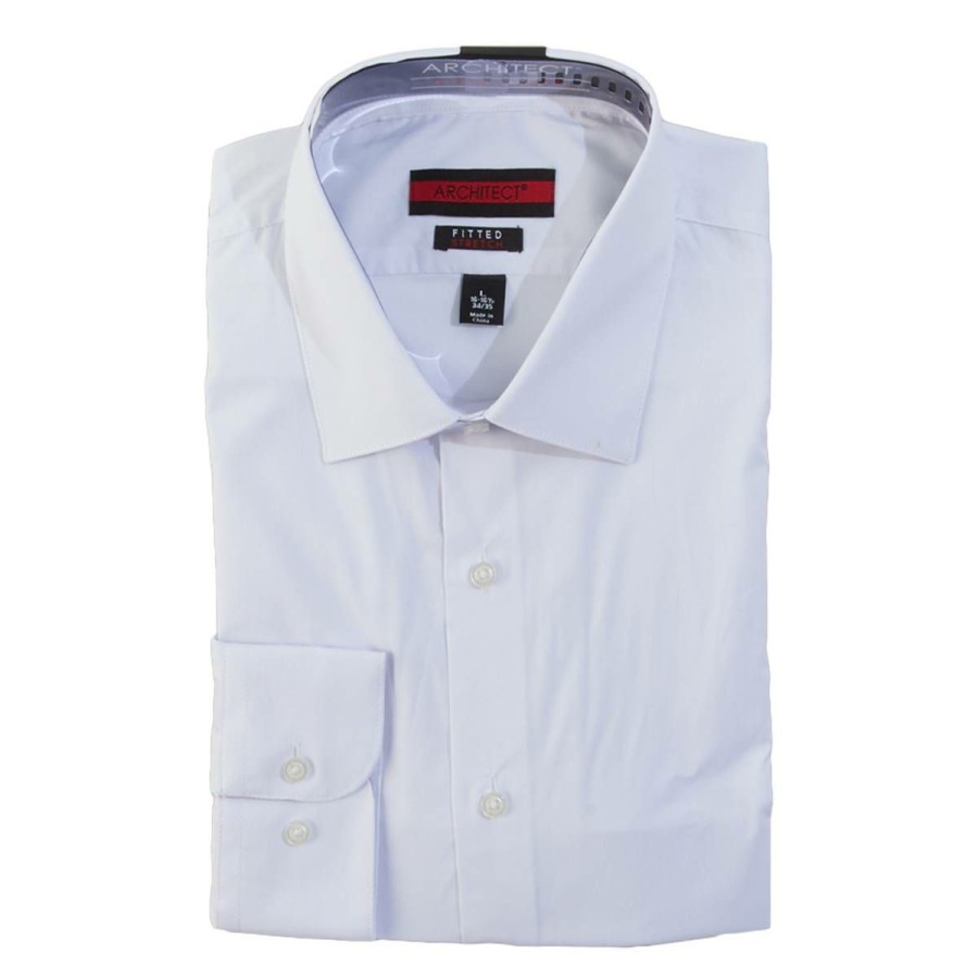 Clothing * | Buy Dress Shirts Mens Architect Fitted Stretch Dress Shirt White