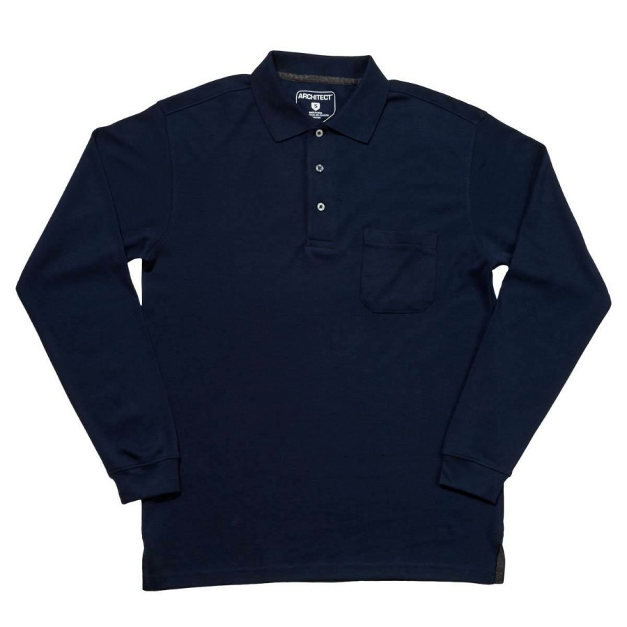 Clothing * | Coupon Clothing Mens Architect Interlock Long Sleeve Pocket Polo