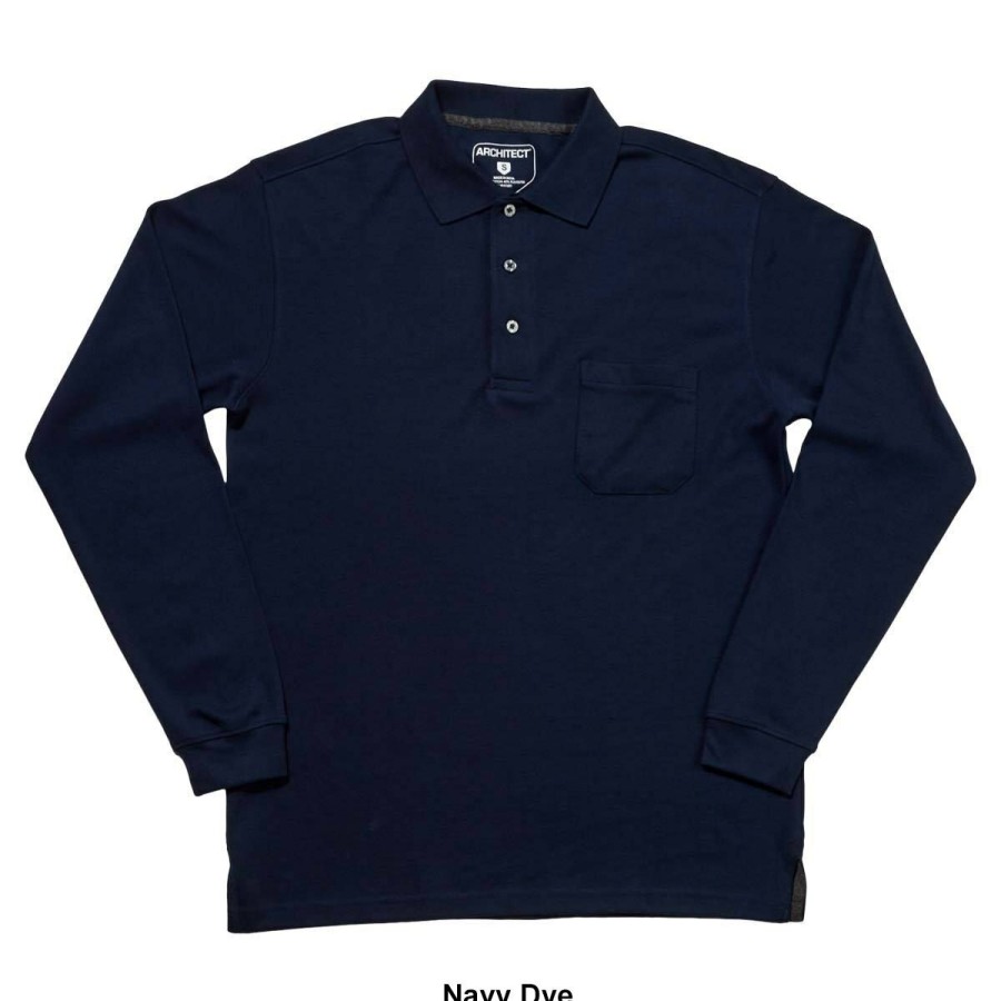 Clothing * | Coupon Clothing Mens Architect Interlock Long Sleeve Pocket Polo