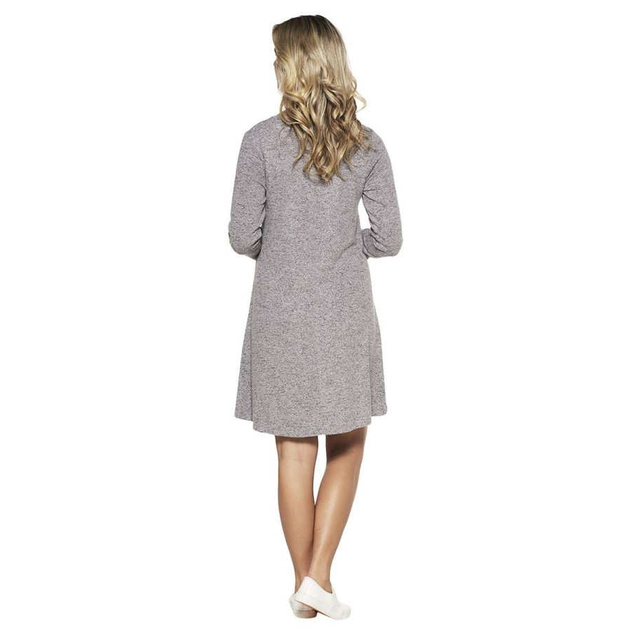 Clothing * | Hot Sale Clothing Petite Architect Long Sleeve Dark Grey Hacci Dress Dark-Grey