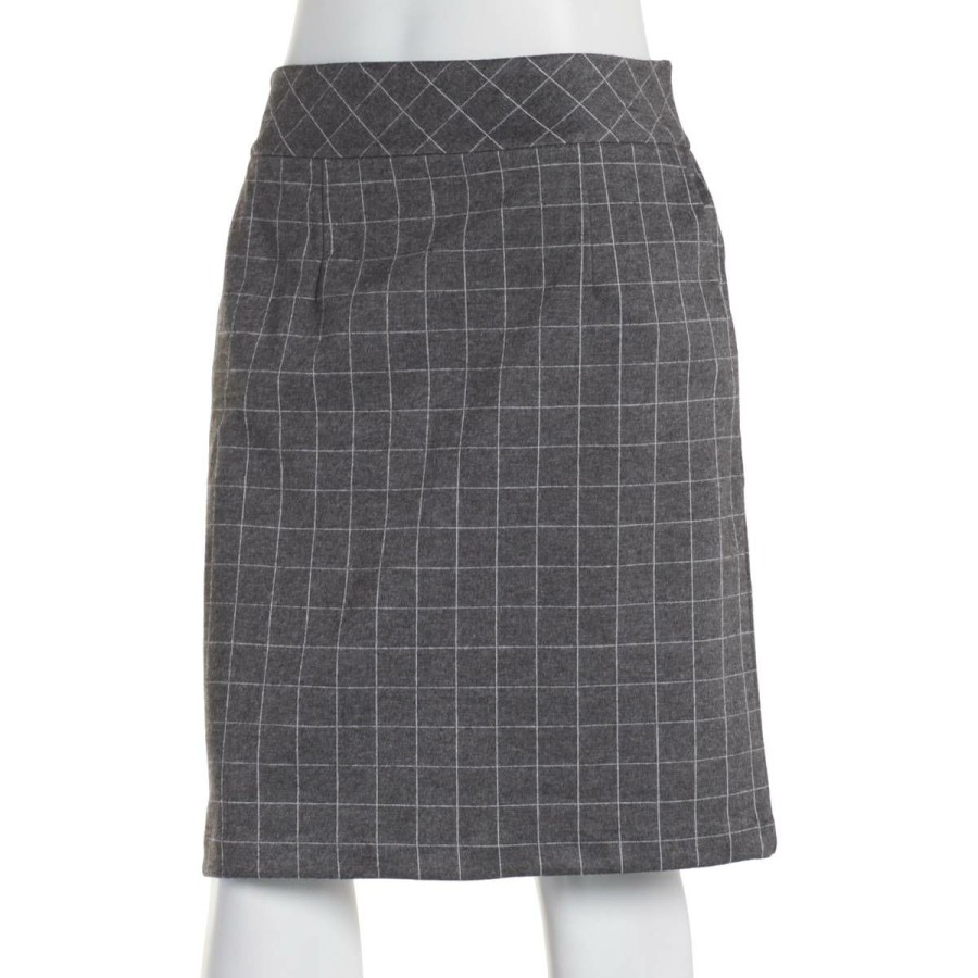 Clothing * | Discount Clothing Womens Architect Plaid Double Knit Skirt Grey/White