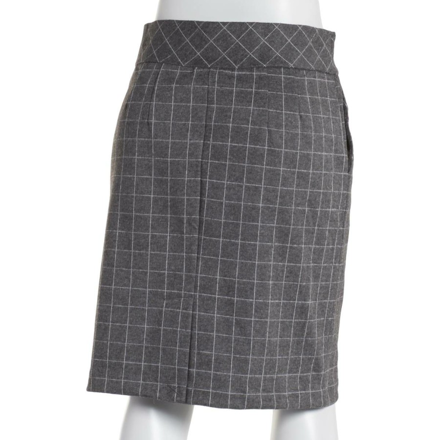 Clothing * | Discount Clothing Womens Architect Plaid Double Knit Skirt Grey/White