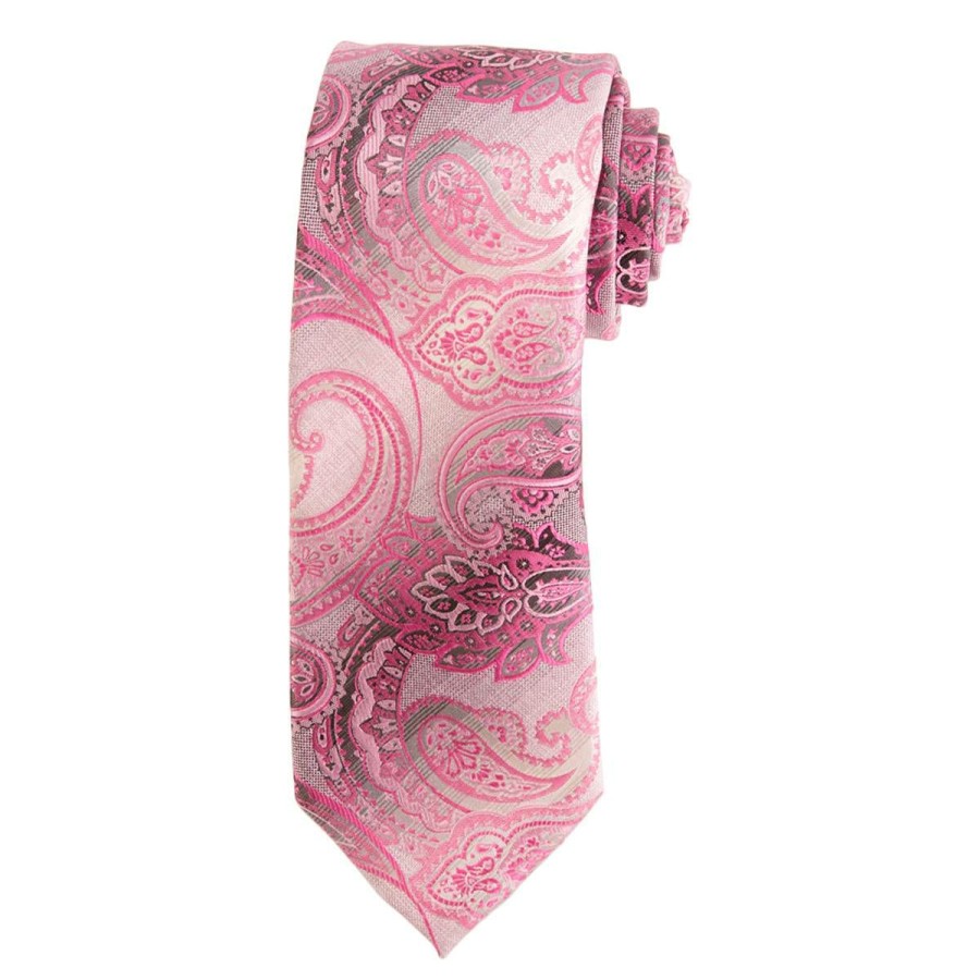 Accessories * | Best Pirce Ties Mens Architect Deal Paisley Tie Fuchsia