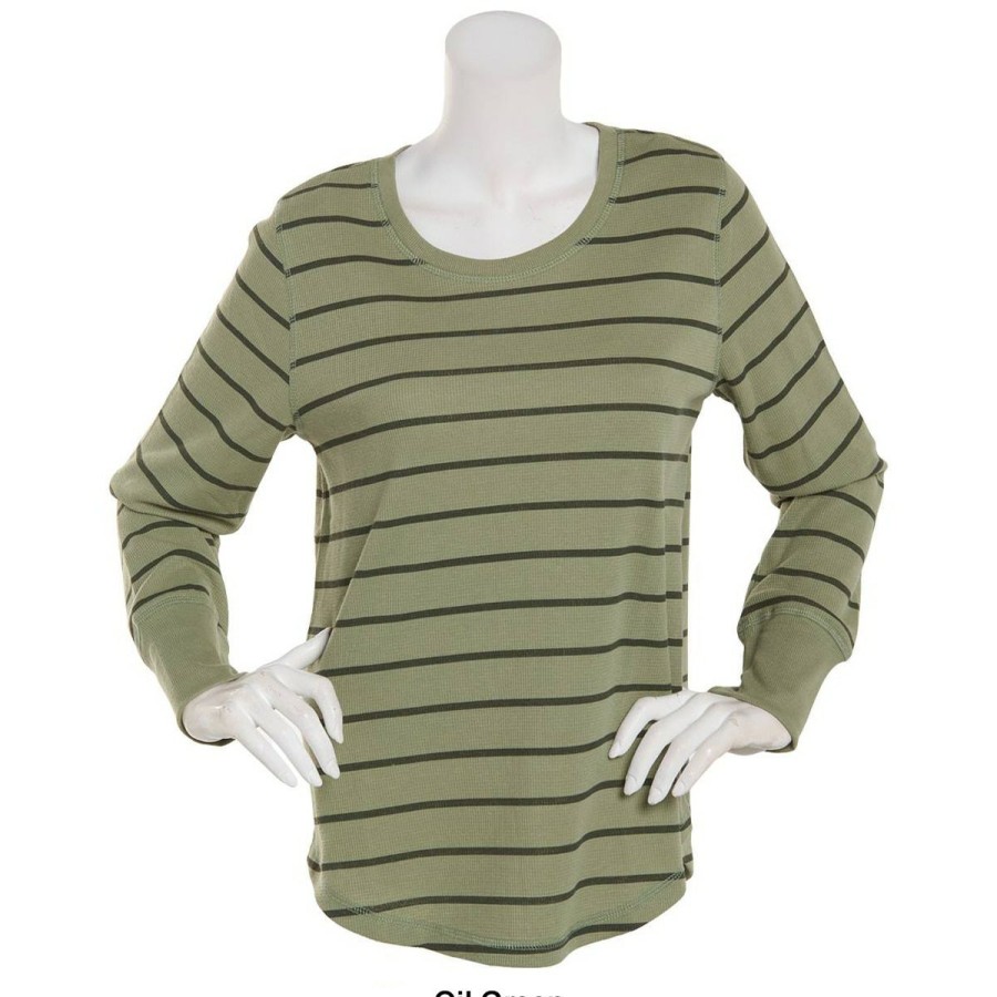 Clothing * | Cheap Tops Womens Architect Long Sleeve Stripe Thermal Top