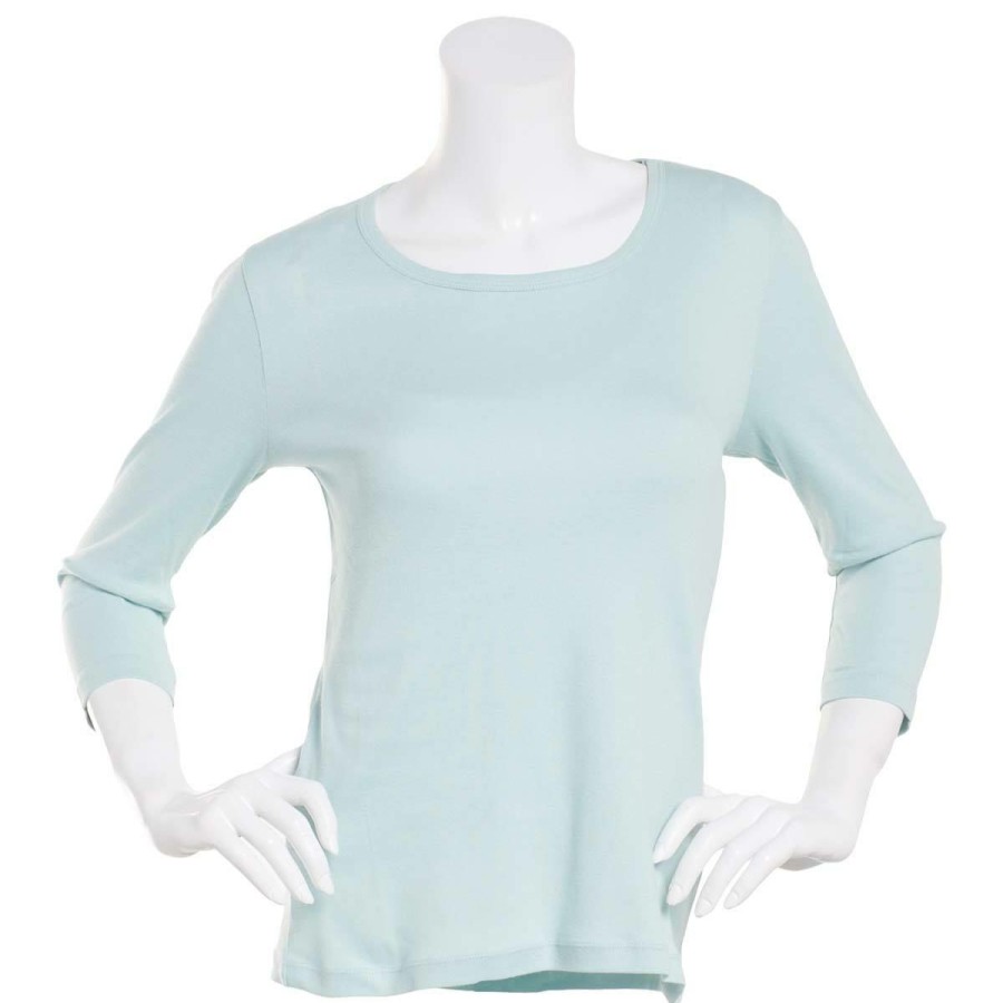 Tops * | Best Sale Tops Womens Architect 3/4 Sleeve Rib Scoop Neck Top