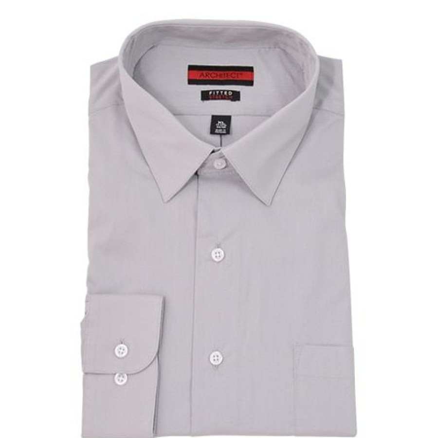 Clothing * | Flash Sale Dress Shirts Mens Architect Long Sleeve Fitted Dress Shirt Dapple-Grey