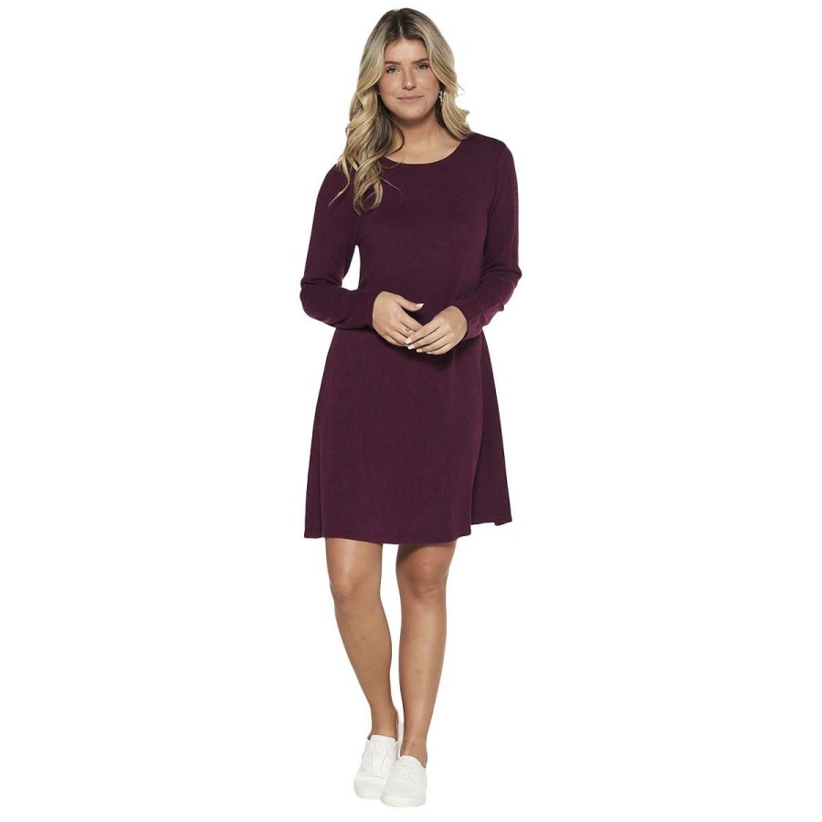 Clothing * | Cheapest Clothing Plus Size Architect Long Sleeve Hacci A Line Dress-Purple Potion Purple-Passion/Black