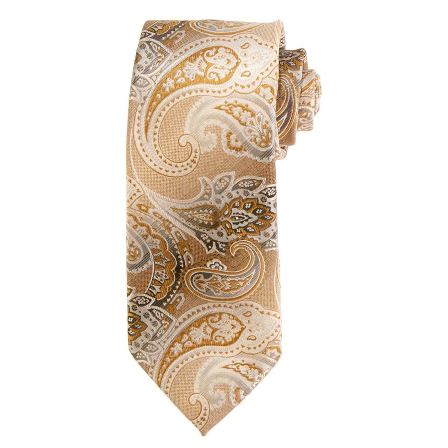 Accessories * | Top 10 Ties Mens Architect Deal Paisley Tie Brown