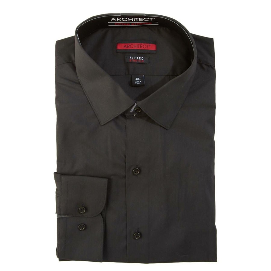 Clothing * | Budget Dress Shirts Mens Architect Fitted Stretch Dress Shirt Black