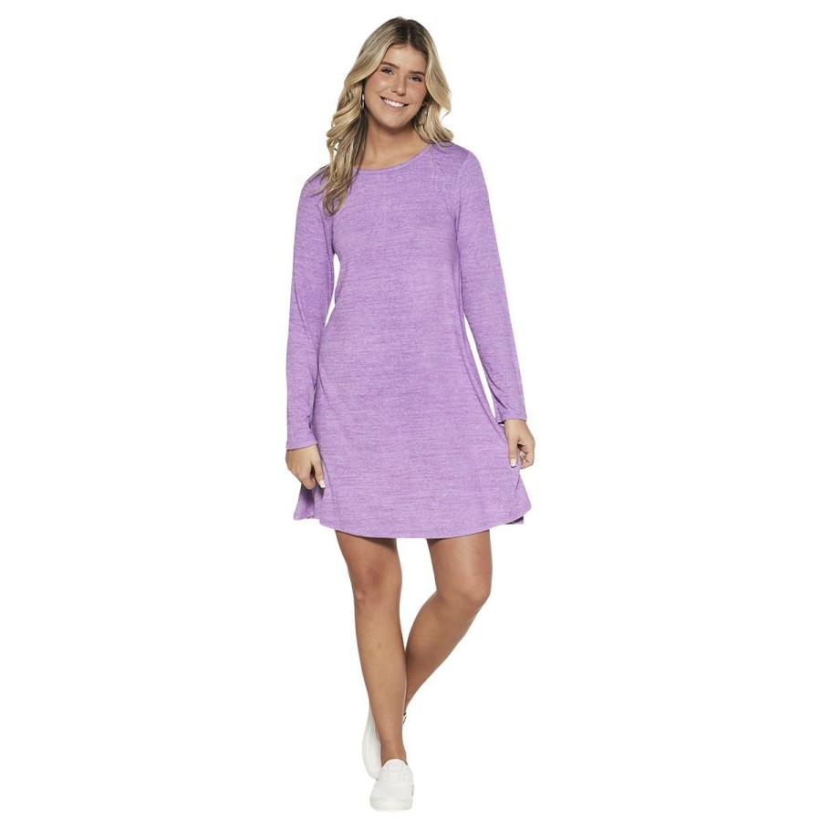 Clothing * | Best Reviews Of Clothing Petite Architect Long Sleeve Hacci Shift Dress Orchid Mist Orchid-Mist