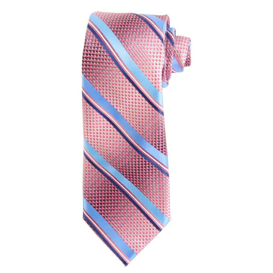 Accessories * | Promo Ties Mens Architect West Stripe Tie Fuchsia