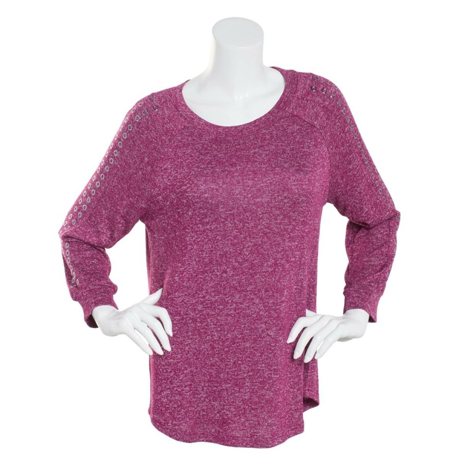 Tops * | Cheap Tops Petite Architect Long Sleeve Grommet Top