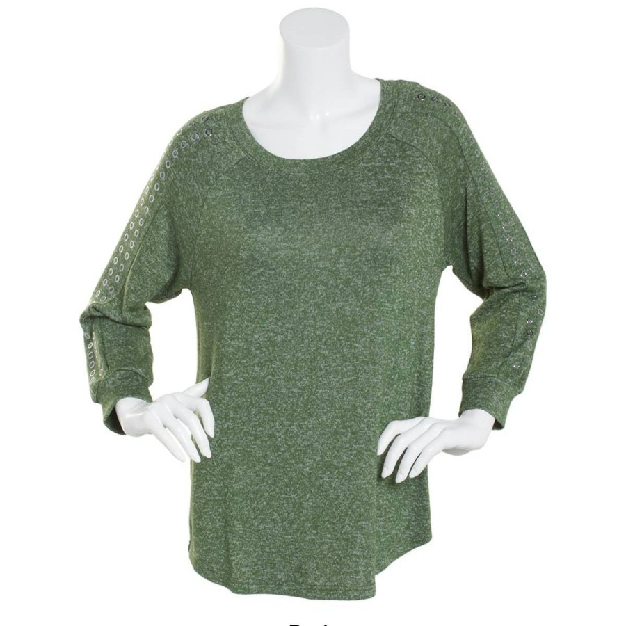 Tops * | Cheap Tops Petite Architect Long Sleeve Grommet Top