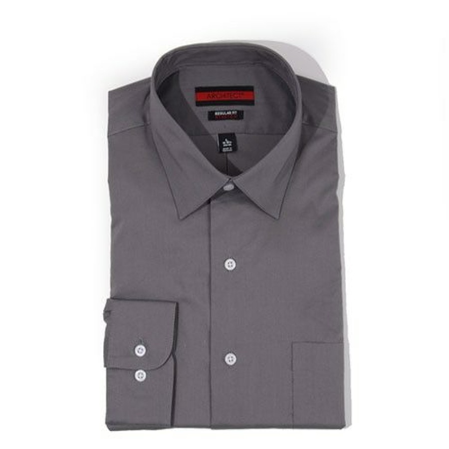 Clothing * | Best Pirce Dress Shirts Mens Architect Regular Fit Stretch Dress Shirt Charcoal