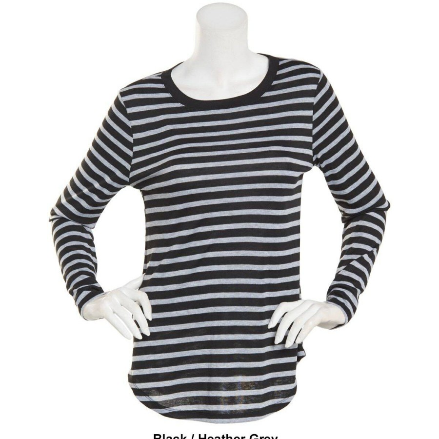 Clothing * | New Tops Womens Architect Long Sleeve Stripe Crew Neck Top