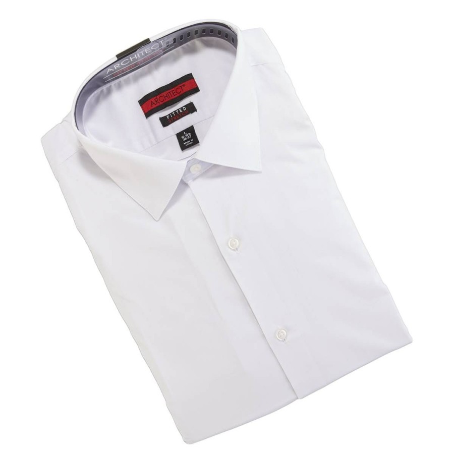 Clothing * | Outlet Dress Shirts Mens Architect Fitted Stretch Button Down Dress Shirt White