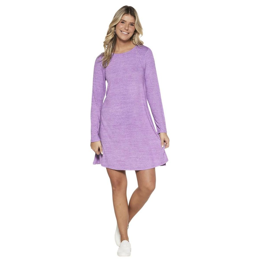 Clothing * | Buy Clothing Womens Architect Long Sleeve Hacci Shift Dress Orchid Mist Orchid-Mist/Light-Grey