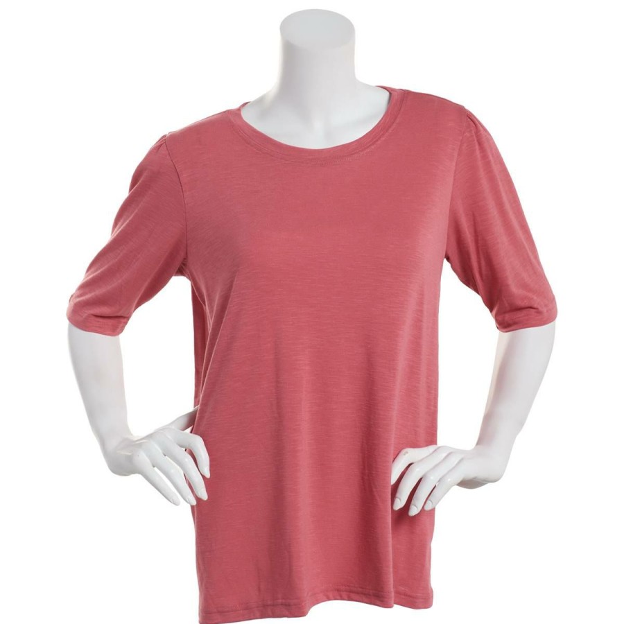 Clothing * | Outlet Tops Womens Architect Solid Elbow Puff Sleeve Top