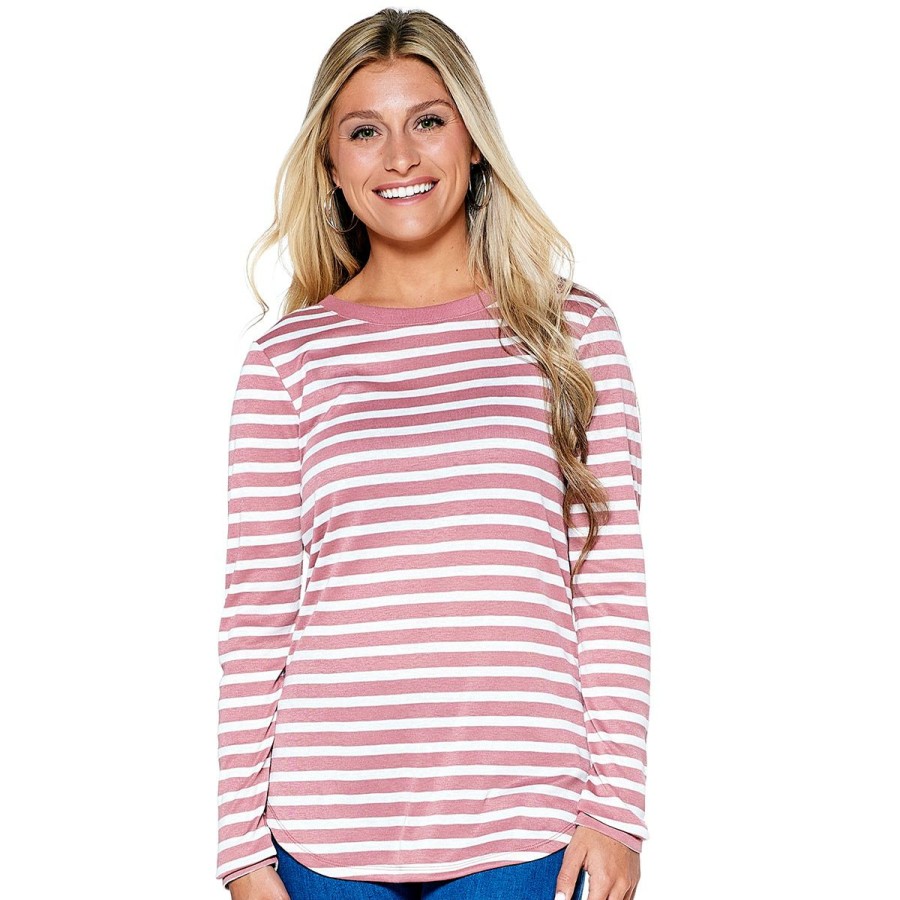 Clothing * | Budget Clothing Plus Size Architect Long Sleeve Stripe Crew Neck Tee