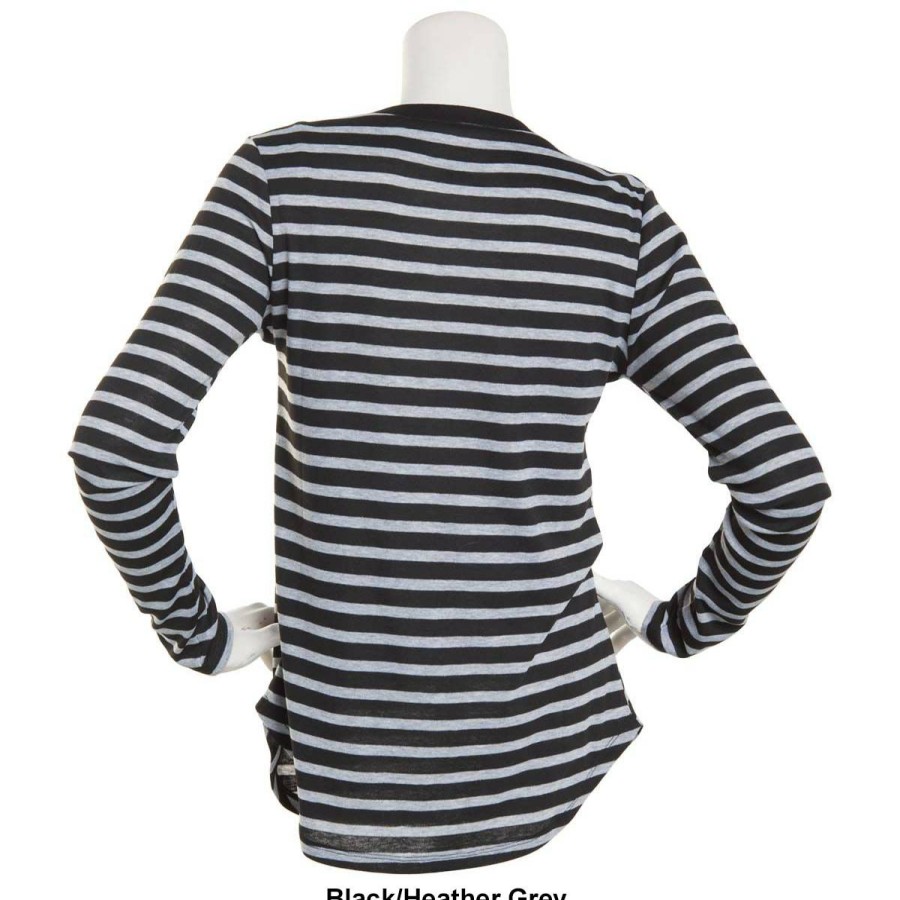 Clothing * | Budget Clothing Plus Size Architect Long Sleeve Stripe Crew Neck Tee