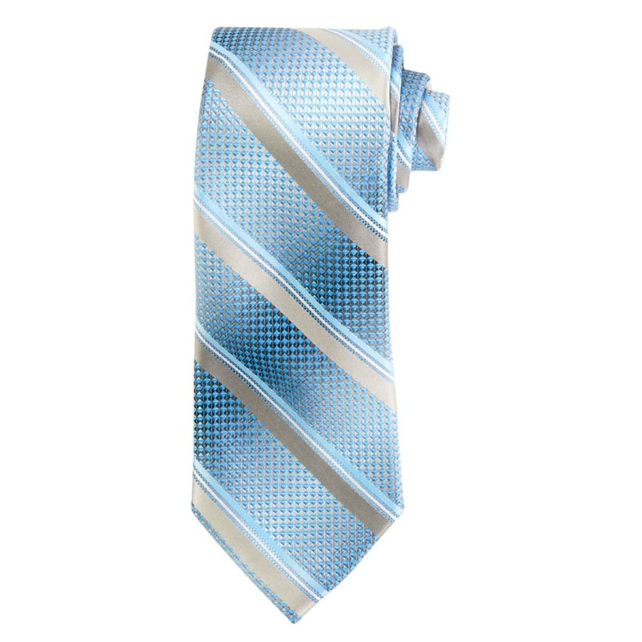 Accessories * | Buy Ties Mens Architect West Stripe Tie Blue