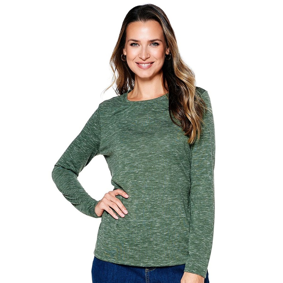 Tops * | Coupon Tops Plus Size Architect Long Sleeve Marbled Crew Neck Tee