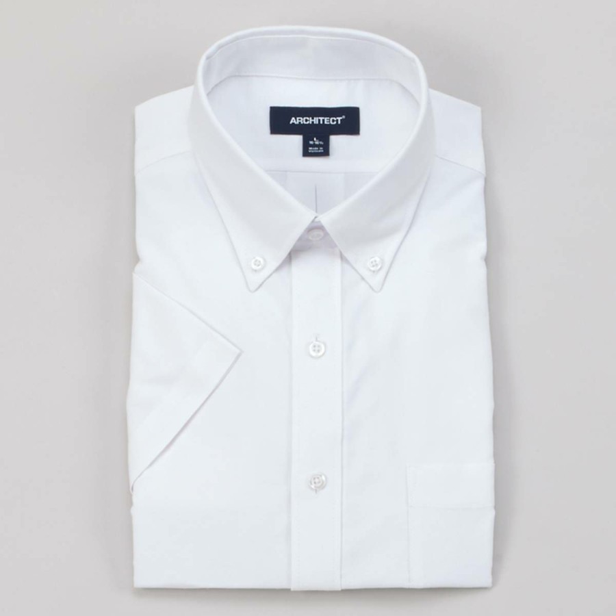 Clothing * | Best Sale Dress Shirts Mens Architect Short Sleeve Oxford Dress Shirt Light-Blue