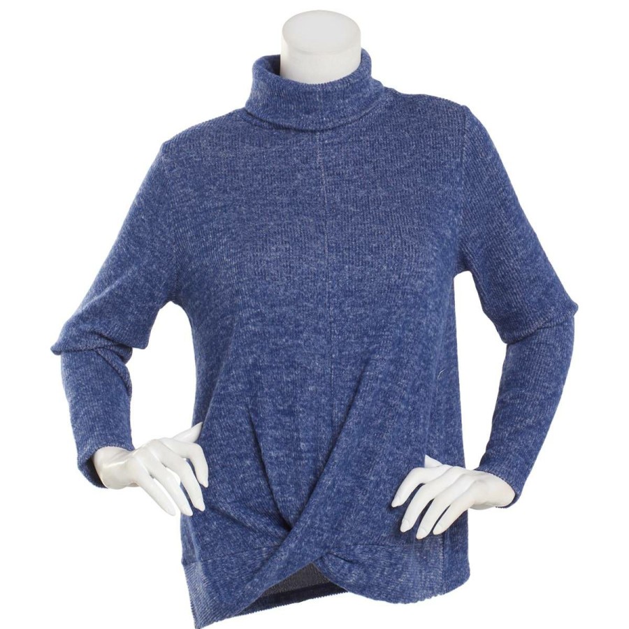 Clothing * | Promo Sweaters & Cardigans Womens Architect Long Sleeve Ribbed Knit Front Knot Sweater