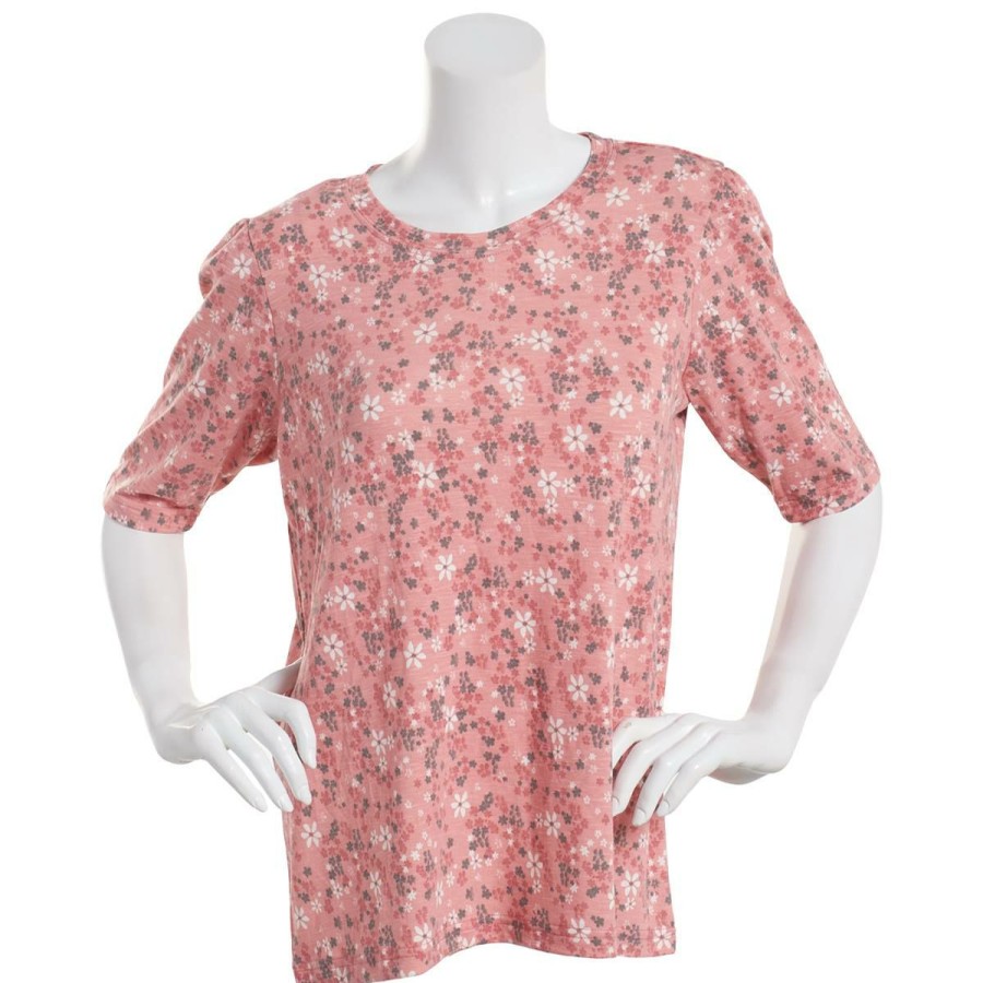 Clothing * | Cheap Tops Womens Architect Mini Floral Print Elbow Puff Sleeve Top