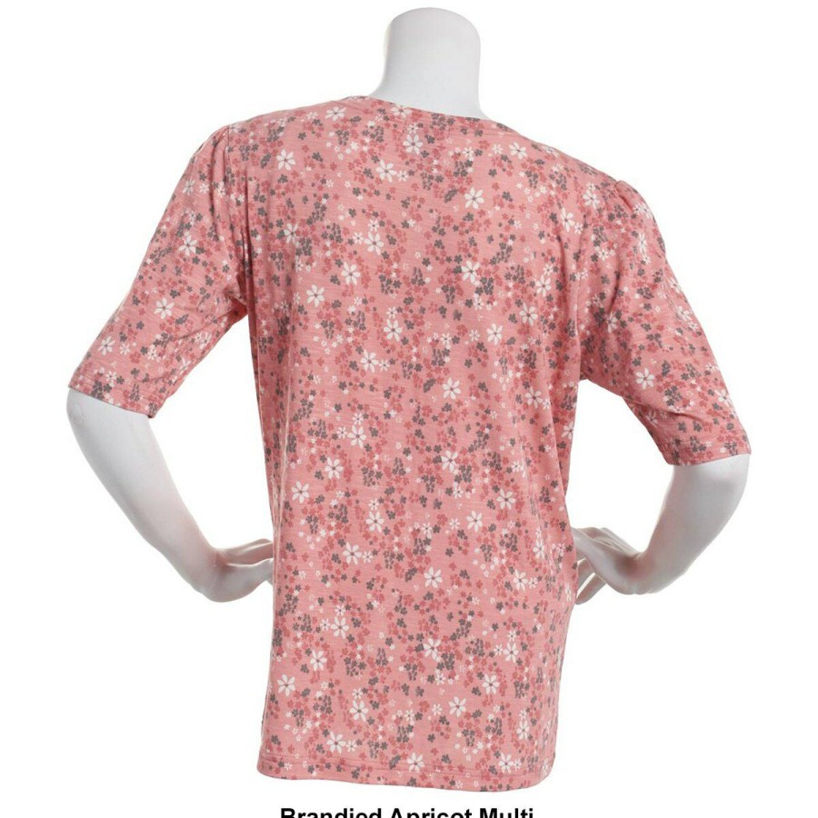 Clothing * | Cheap Tops Womens Architect Mini Floral Print Elbow Puff Sleeve Top