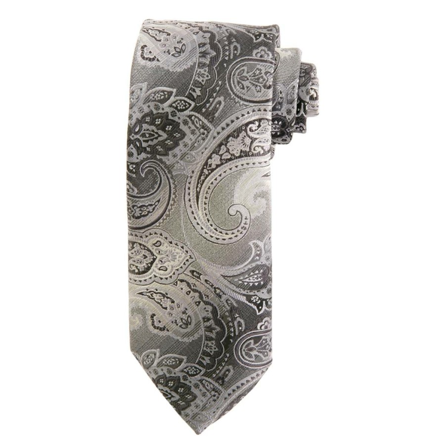 Accessories * | Discount Ties Mens Architect Deal Paisley Tie Charcoal