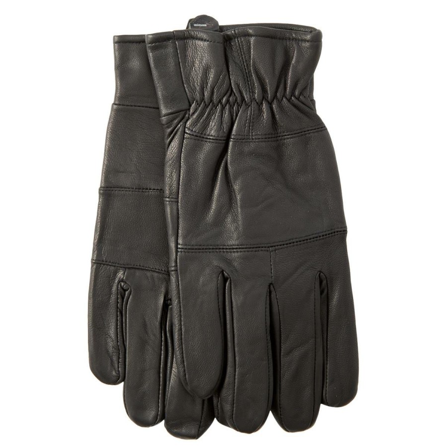 Accessories * | Coupon Accessories Mens Architect Open Cuff Leather Gloves Black